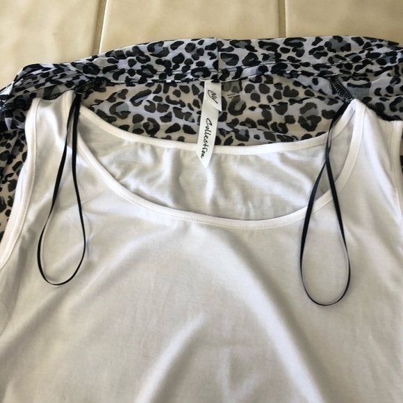 Two piece white tank with leopard print jacket, small - Picture 9 of 11